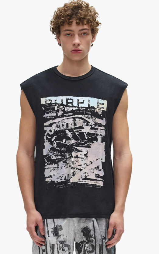 PURP P103-TBIF226 TEXTUREED SLEEVELESS TEE