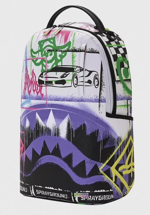 SPRAY GROUND STENCIL SHARK ATTCAK BLACK AND WHITE SPLIT DLXSV BACKPACK
