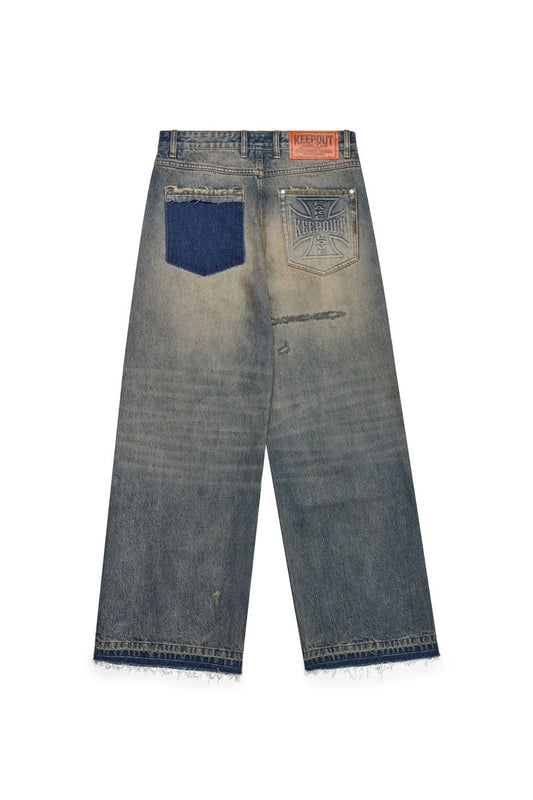 KEEP OUT FAKE LOVE Jeans Wide Leg Distressed