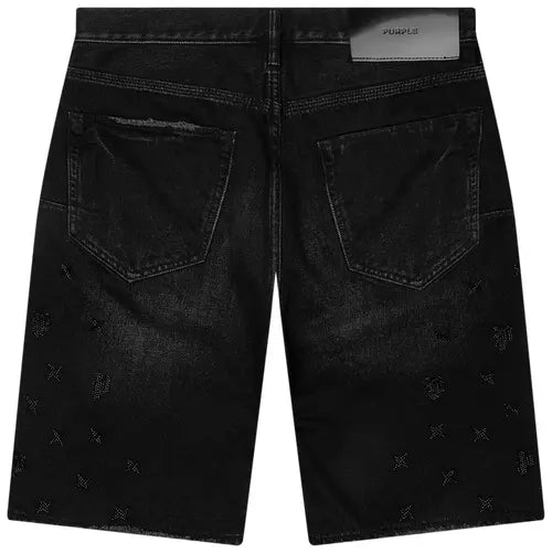 Purple Brand Shorts Denim Embossed Pattern Dark Wash Streetwear Concept