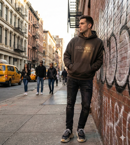 Fear of God Essentials Hoodie Front Logo Dark Gray Streetwear