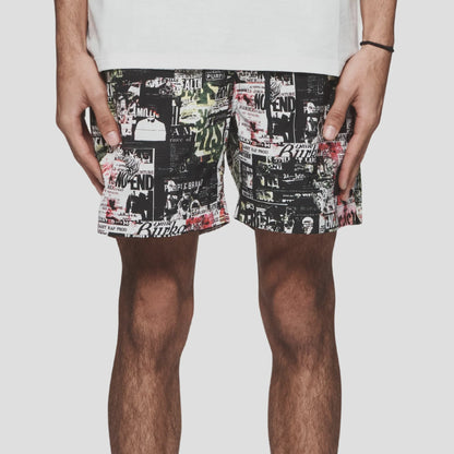 PURPLE Shorts All Over Graphic Print