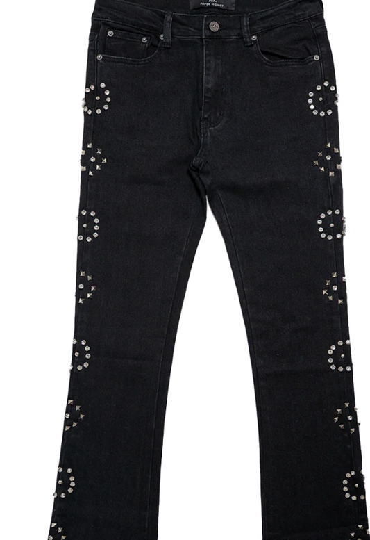 PMP018/RHINESTONE STACK JEANS