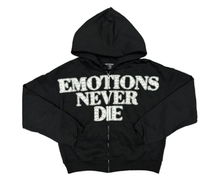 Mixed Emotions Hoodie Emotions Never Die ZipUp Rhinestone Streetwear