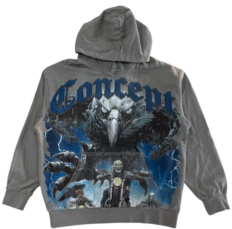 CONCEPT Hoodie Eagle Biker Lightning Graphic