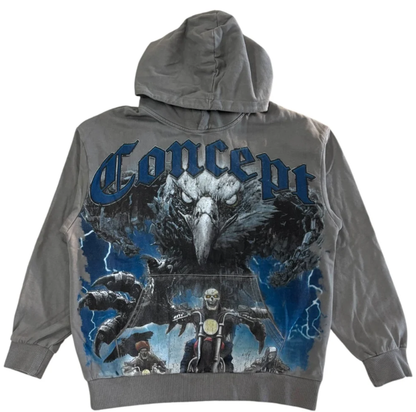 CONCEPT Hoodie Eagle Biker Lightning Graphic