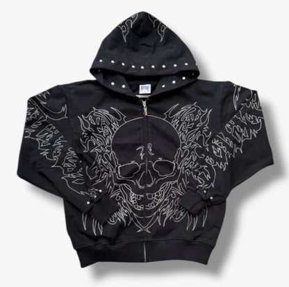 REVENGE Hoodie Skull Flame ZipUp