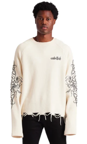 EMBELLISH Sweatshirt Distressed Hem Graphic