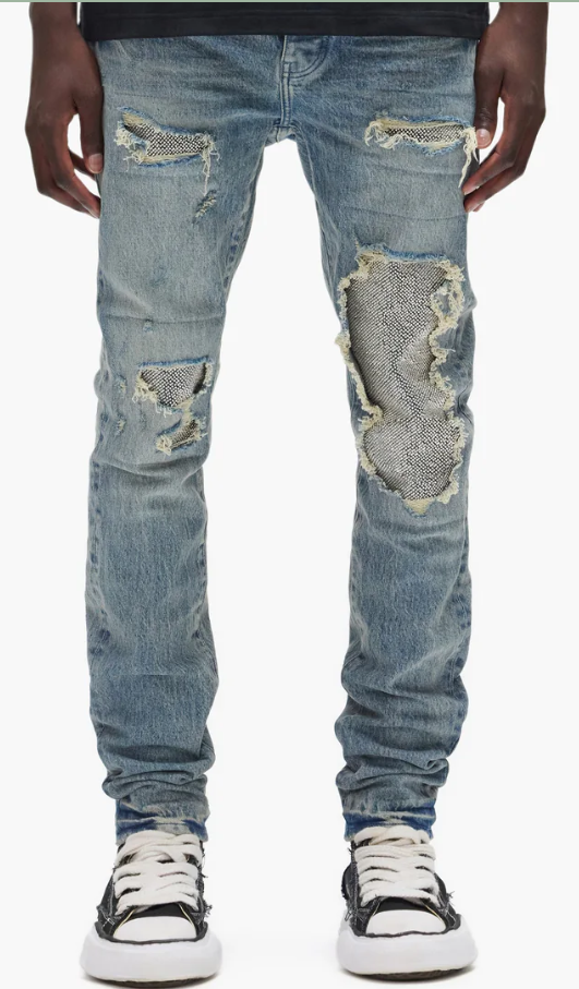 PURPLE Jeans Distressed Repair Patch Light Wash