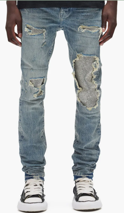 PURPLE Jeans Distressed Repair Patch Light Wash