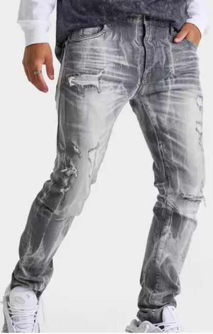 Smoke Rise Jeans Heavy Whisker Effect Indigo Streetwear