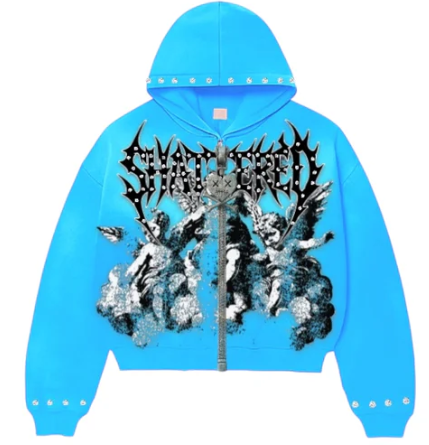 SHATTERED HEARTS Hoodie Graphic Print Studded