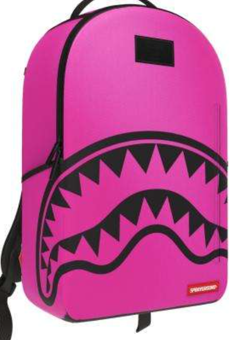 SPRAY GROUND SHARK CENTRAL WHITE STENCIL SHARK PINK DLXSV BACKPACK