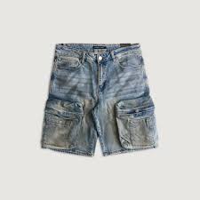 EMBELLISH Shorts Cargo Distressed Light Wash