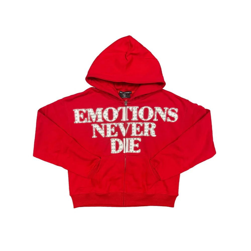 MIXED EMOTIONS Hoodie Emotions Never Die Typography ZipUp