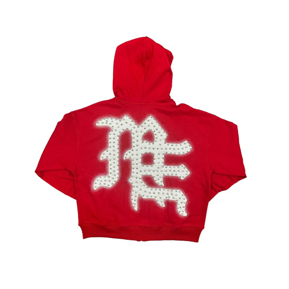 Mixed Emotions Rhinestone ZipUp Hoodie Detail