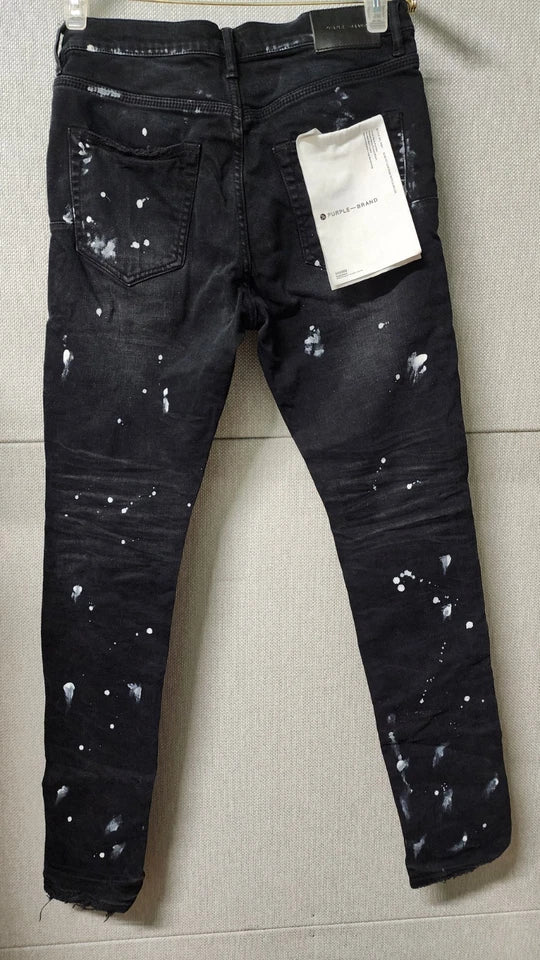 PURPLE Jeans Distressed Paint Splatter Washed