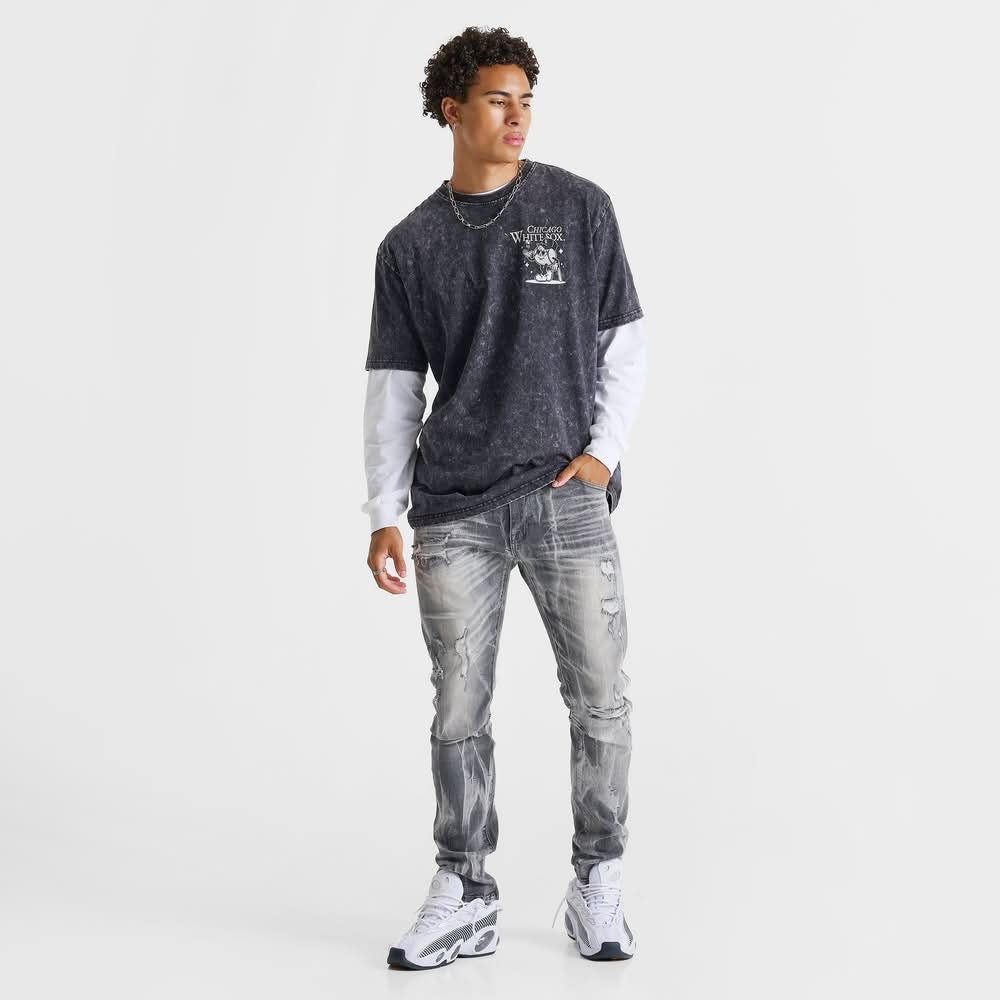 Smoke Rise Heavy Whisker Effect Jeans Back View