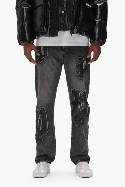 PURPLE Jeans Embroidered Graphic Washed