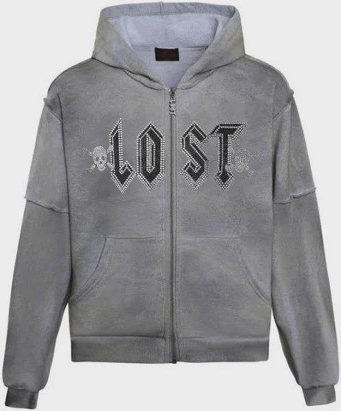 LOST/GREY HOODIE WITH ZIPPER