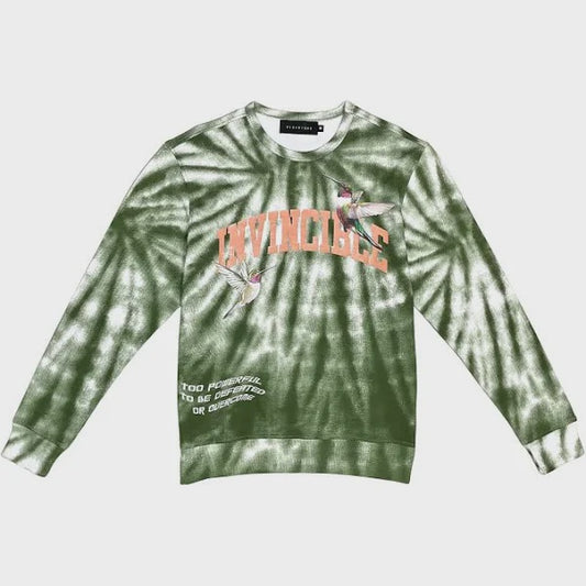 VR111-0084/OLIVE/INVINCIBLE TIE DYE CREW NECK