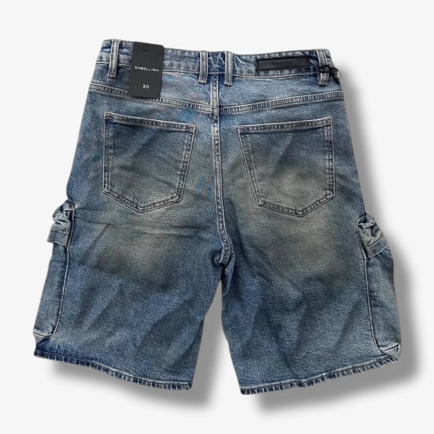 EMBELLISH Shorts Cargo Distressed Light Wash