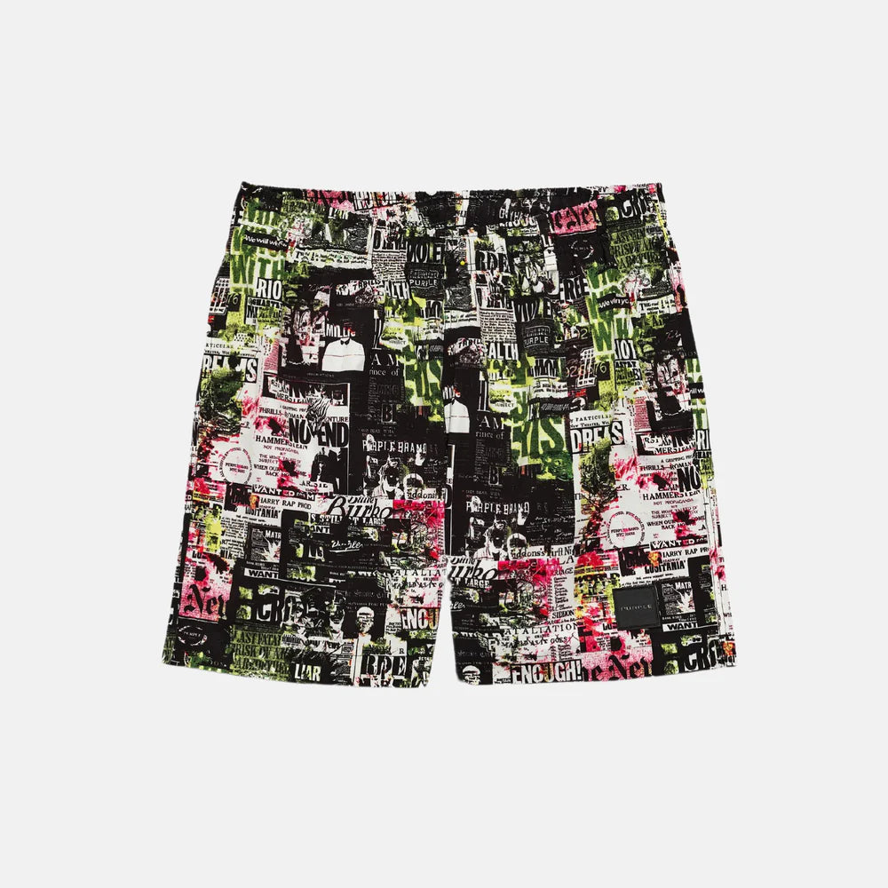 PURPLE Shorts All Over Graphic Print