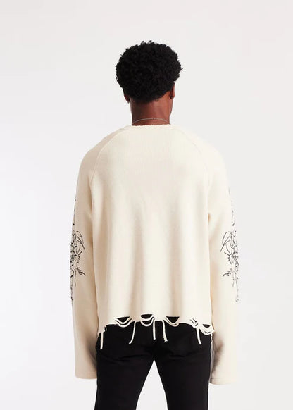 EMBELLISH Sweatshirt Distressed Hem Graphic